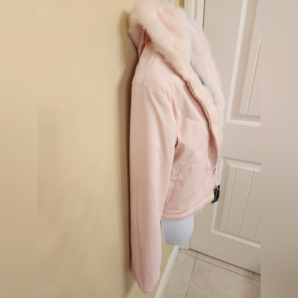 Baby Pink Paris Blues Reversible Fur Jacket Size Large | Vintage | 2000's - Picture 8 of 11